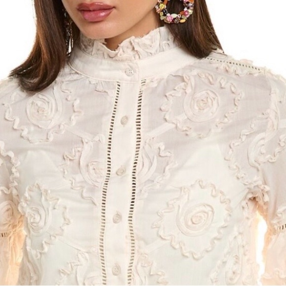Garcia Floral Ribbon Blouse in Ivory Large - Picture 2 of 11
